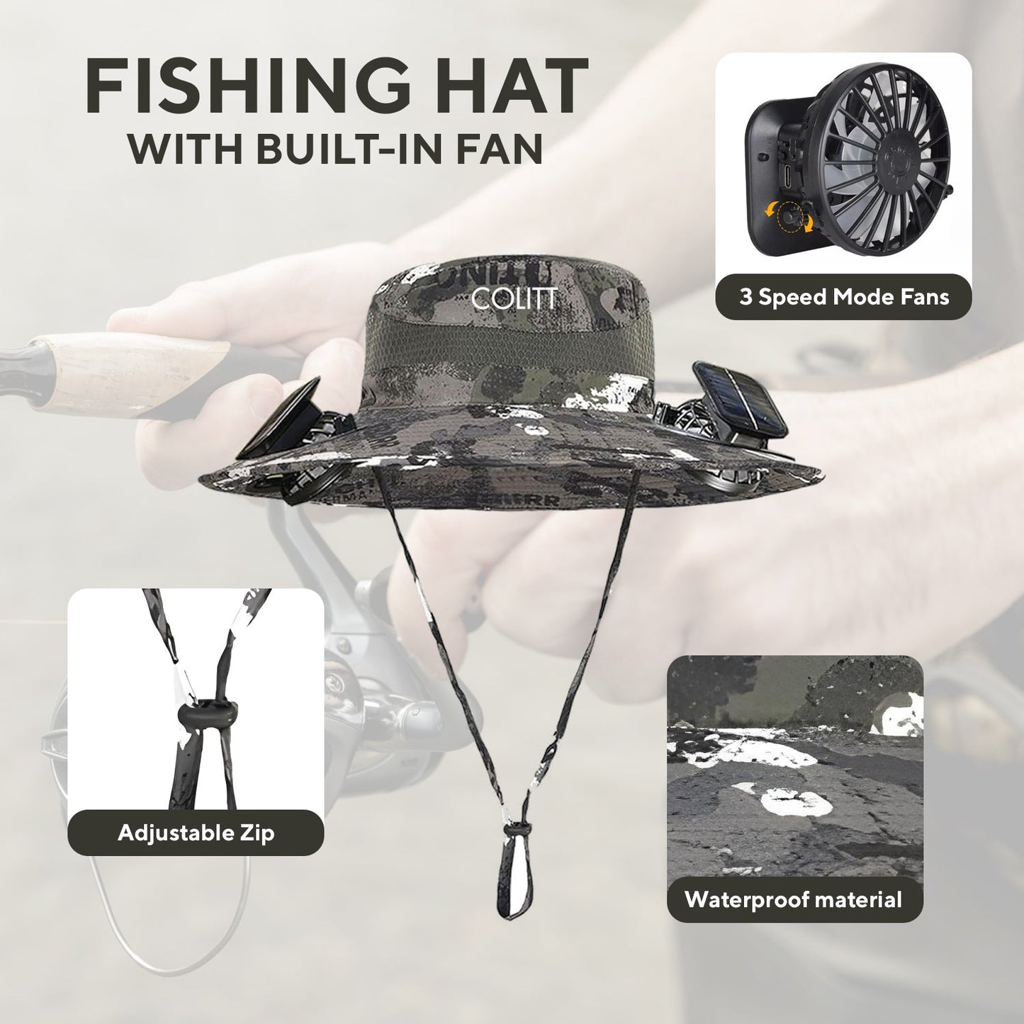 Colitt - Fishing Hat With Built In Fan